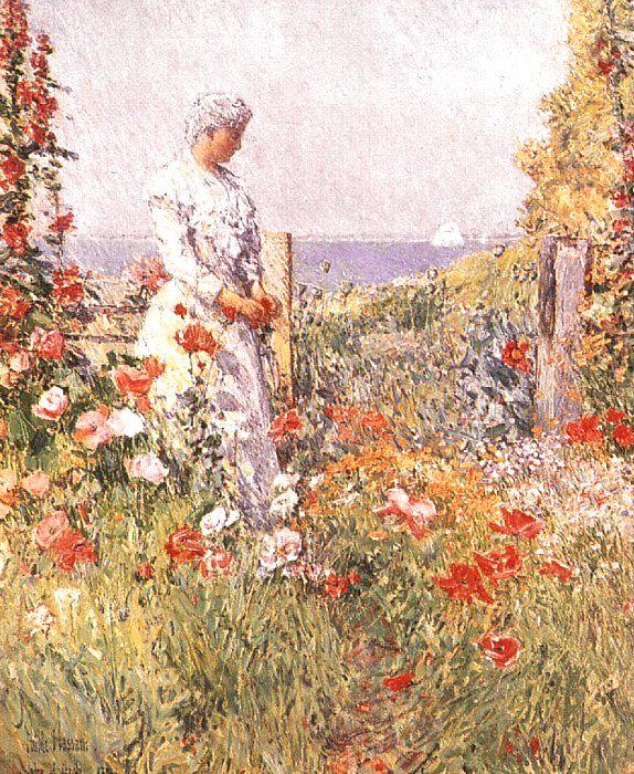 Childe Hassam Celia Thaxter in her Garden Norge oil painting art